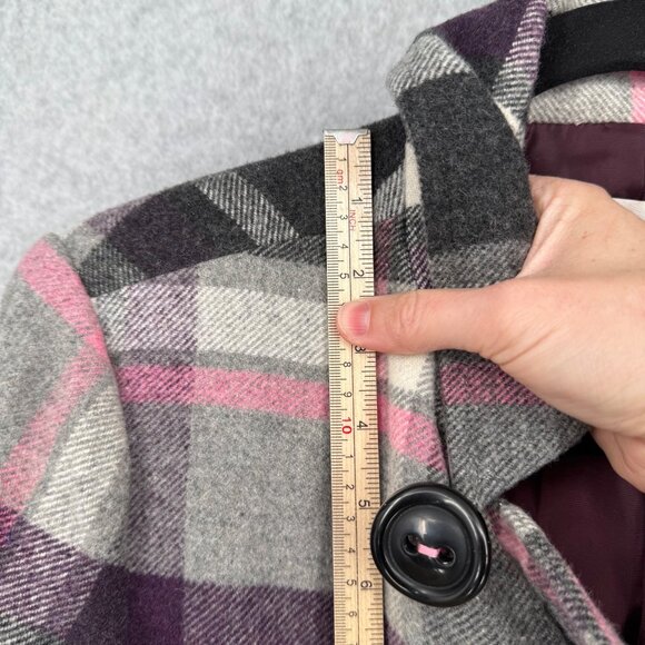 Cabi VTG Wool Blend Double Breasted Jacket Peacoat Size 8 Black Pink White - Picture 9 of 11